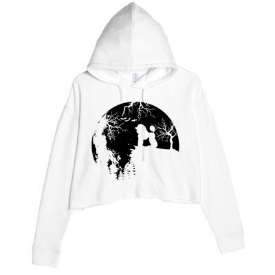 Poodle Pet Dog Fan Full Moon At Night Crop Fleece Hoodie