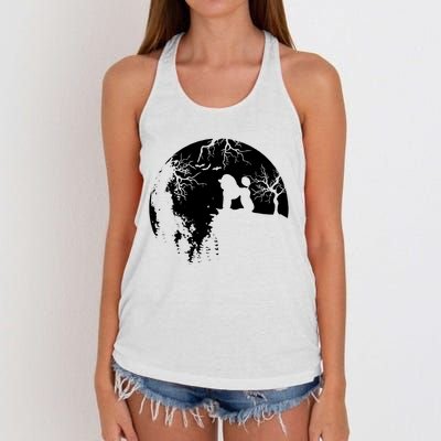 Poodle Pet Dog Fan Full Moon At Night Women's Knotted Racerback Tank