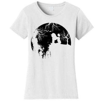 Poodle Pet Dog Fan Full Moon At Night Women's T-Shirt