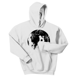 Poodle Pet Dog Fan Full Moon At Night Kids Hoodie