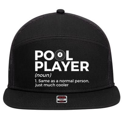 Pool Player Definition Funny Billiards Gift 7 Panel Mesh Trucker Snapback Hat