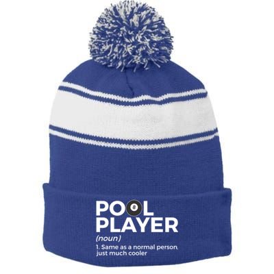 Pool Player Definition Funny Billiards Gift Stripe Pom Pom Beanie