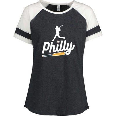 Phillies Philly Dancing On My Own Philadelphia Baseball Enza Ladies Jersey Colorblock Tee