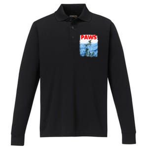 Paws Paw Dachshund Dog Retro Performance Long Sleeve Polo