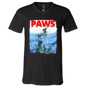 Paws Paw Dachshund Dog Retro V-Neck T-Shirt