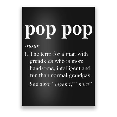 Pop Pop Definition Funny Poppop Dictionary Poster