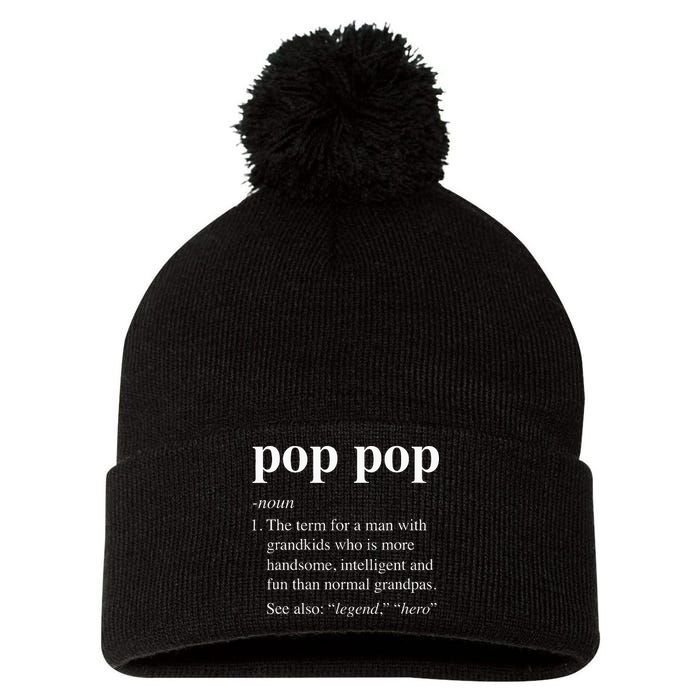 Pop Pop Definition Funny Poppop Dictionary Pom Pom 12in Knit Beanie