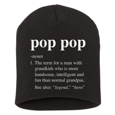 Pop Pop Definition Funny Poppop Dictionary Short Acrylic Beanie