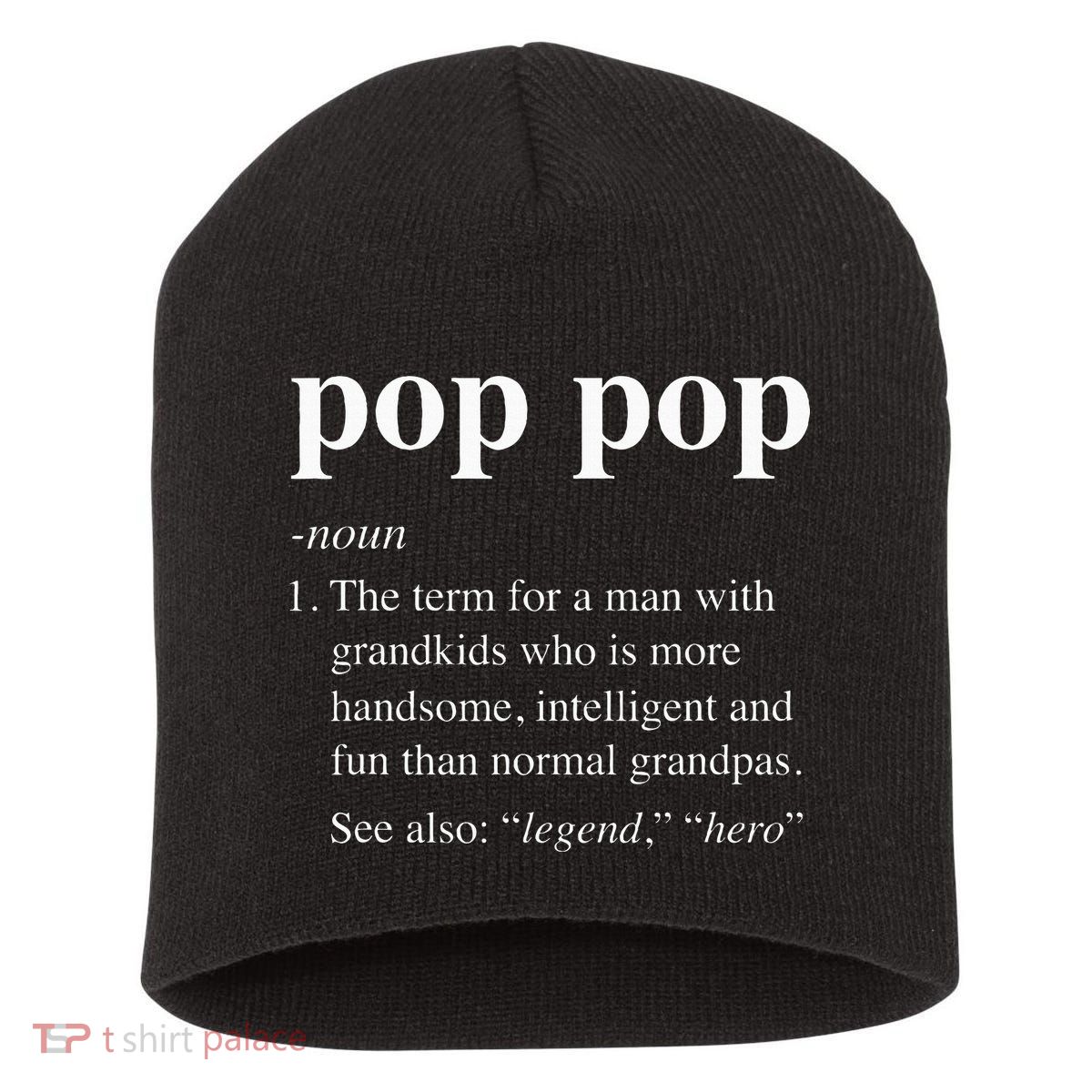 Pop Pop Definition Funny Poppop Dictionary Short Acrylic Beanie