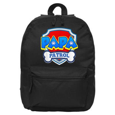 Papa Patrol Dog Funny Gift Birthday Party 16 in Basic Backpack