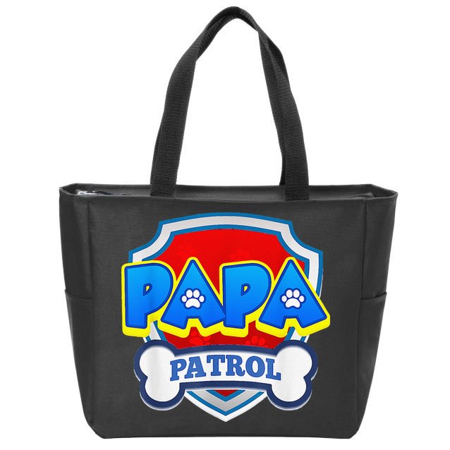 Papa Patrol Dog Funny Gift Birthday Party Zip Tote Bag