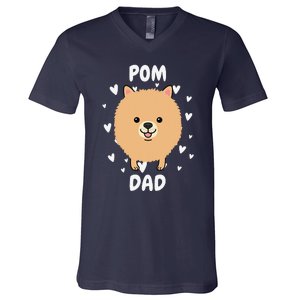 Pom Pomeranian Dad Papa Daddy Pa Father For Father’s Day V-Neck T-Shirt