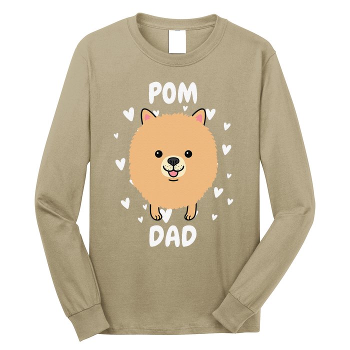 Pom Pomeranian Dad Papa Daddy Pa Father For Father’s Day Long Sleeve Shirt