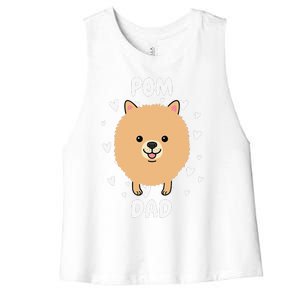 Pom Pomeranian Dad Papa Daddy Pa Father For Father’s Day Women's Racerback Cropped Tank