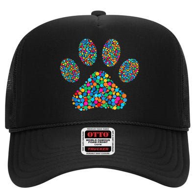 Paw Paw Dog Dot Day International Dot Day Polka Dot Gift High Crown Mesh Back Trucker Hat