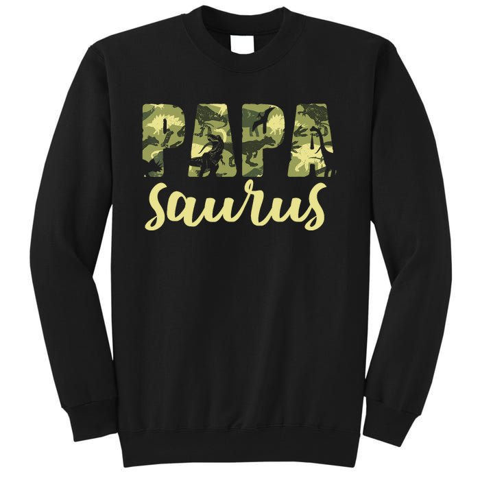 Papasaurus Papa Dinosaur Camo Family Matching Funny Tall Sweatshirt