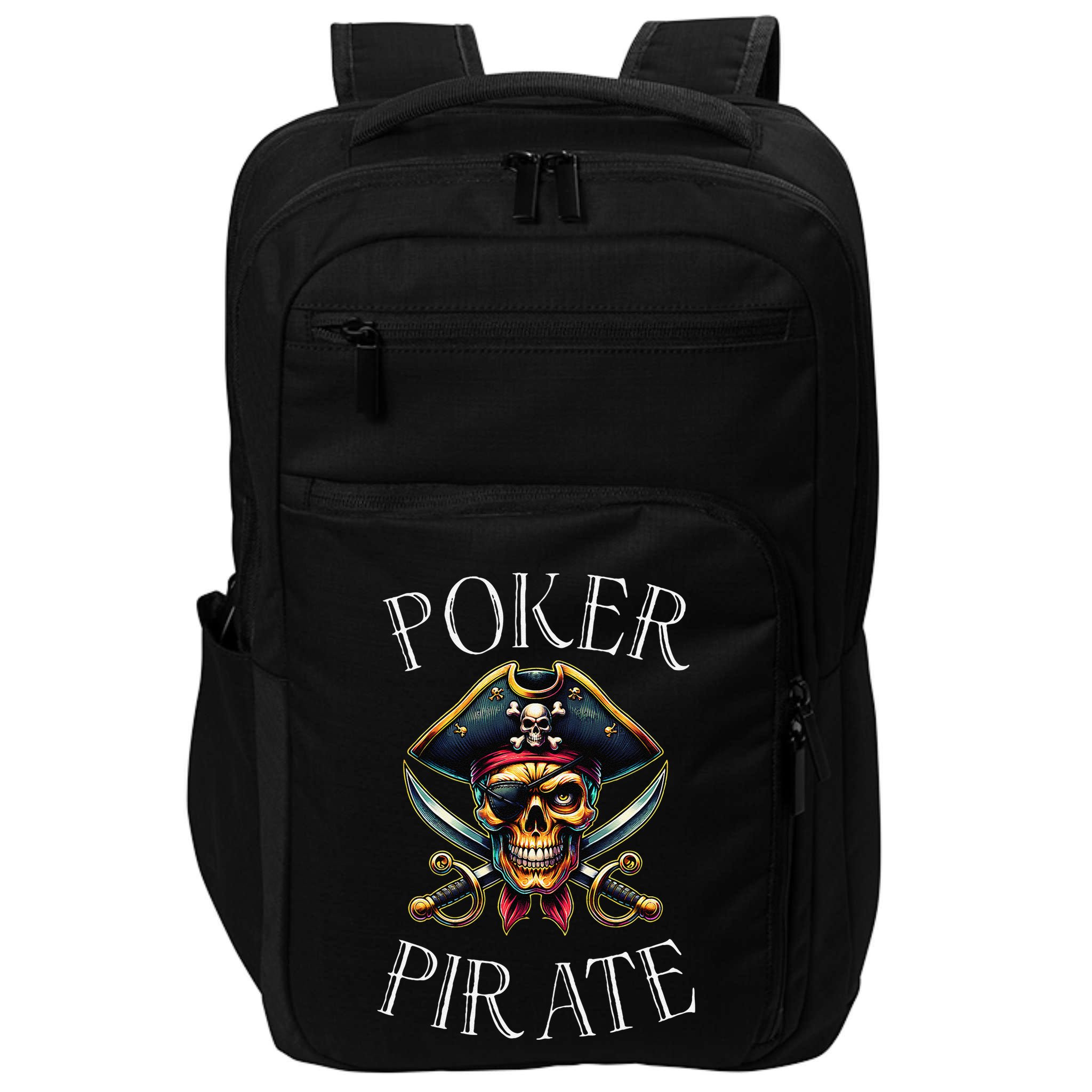 Poker Pirate Design Poker Funnyfunny Poker Player Impact Tech Backpack