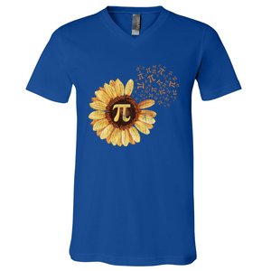 Pi Pi Day Sunflower Attire Math Funny Gift V-Neck T-Shirt