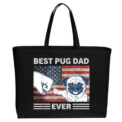 Proud Pug Dad: Celebrating The 4th Of July With Man's Best Friend Cotton Canvas Jumbo Tote