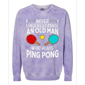 Ping Pong Design Dad Grandpa Table Tennis Player Colorblast Crewneck Sweatshirt