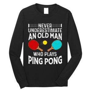 Ping Pong Design Dad Grandpa Table Tennis Player Long Sleeve Shirt