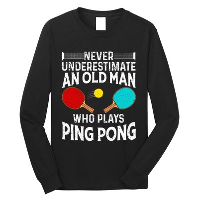 Ping Pong Design Dad Grandpa Table Tennis Player Long Sleeve Shirt