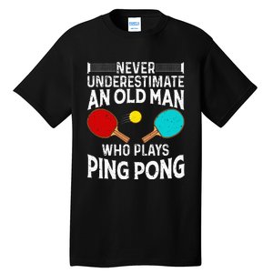 Ping Pong Design Dad Grandpa Table Tennis Player Tall T-Shirt