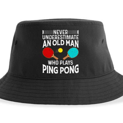 Ping Pong Design Dad Grandpa Table Tennis Player Sustainable Bucket Hat