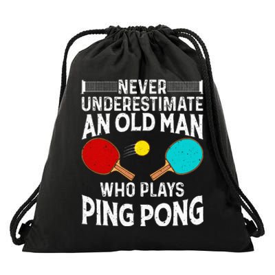 Ping Pong Design Dad Grandpa Table Tennis Player Drawstring Bag