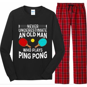 Ping Pong Design Dad Grandpa Table Tennis Player Long Sleeve Pajama Set