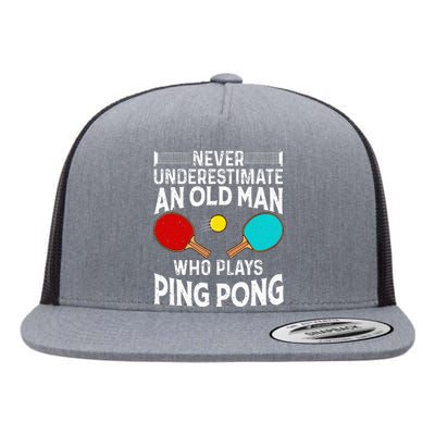 Ping Pong Design Dad Grandpa Table Tennis Player Flat Bill Trucker Hat