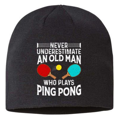 Ping Pong Design Dad Grandpa Table Tennis Player Sustainable Beanie