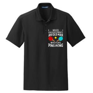 Ping Pong Design Dad Grandpa Table Tennis Player Dry Zone Grid Polo