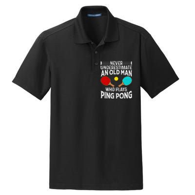 Ping Pong Design Dad Grandpa Table Tennis Player Dry Zone Grid Polo