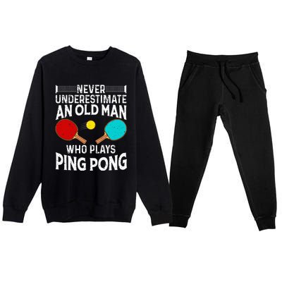 Ping Pong Design Dad Grandpa Table Tennis Player Premium Crewneck Sweatsuit Set