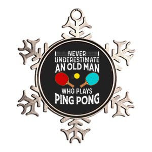 Ping Pong Design Dad Grandpa Table Tennis Player Metallic Star Ornament