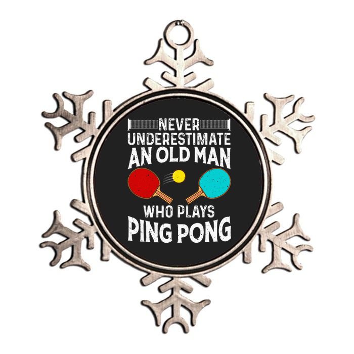 Ping Pong Design Dad Grandpa Table Tennis Player Metallic Star Ornament