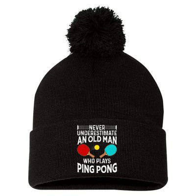 Ping Pong Design Dad Grandpa Table Tennis Player Pom Pom 12in Knit Beanie