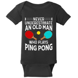 Ping Pong Design Dad Grandpa Table Tennis Player Baby Bodysuit