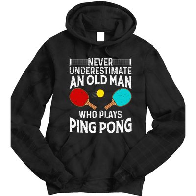 Ping Pong Design Dad Grandpa Table Tennis Player Tie Dye Hoodie