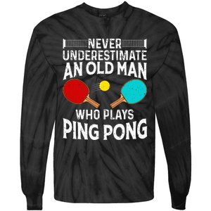 Ping Pong Design Dad Grandpa Table Tennis Player Tie-Dye Long Sleeve Shirt