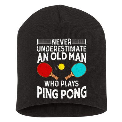 Ping Pong Design Dad Grandpa Table Tennis Player Short Acrylic Beanie