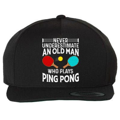 Ping Pong Design Dad Grandpa Table Tennis Player Wool Snapback Cap