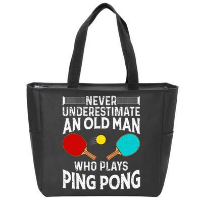 Ping Pong Design Dad Grandpa Table Tennis Player Zip Tote Bag