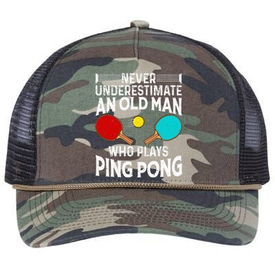 Ping Pong Design Dad Grandpa Table Tennis Player Retro Rope Trucker Hat Cap