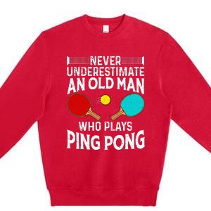 Ping Pong Design Dad Grandpa Table Tennis Player Premium Crewneck Sweatshirt