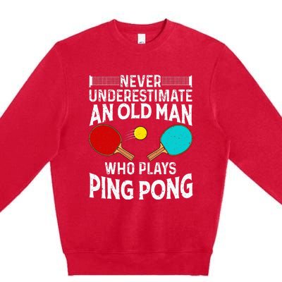 Ping Pong Design Dad Grandpa Table Tennis Player Premium Crewneck Sweatshirt