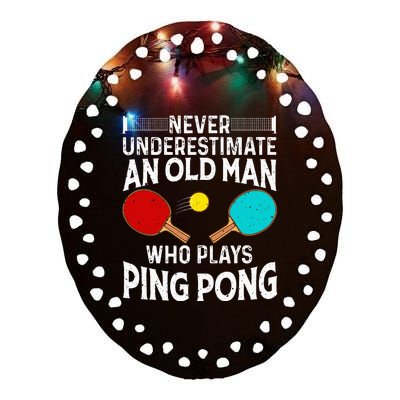 Ping Pong Design Dad Grandpa Table Tennis Player Ceramic Oval Ornament