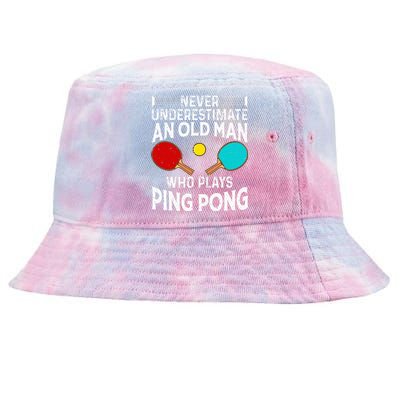 Ping Pong Design Dad Grandpa Table Tennis Player Tie-Dyed Bucket Hat