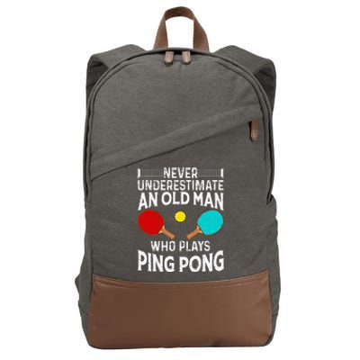 Ping Pong Design Dad Grandpa Table Tennis Player Cotton Canvas Backpack